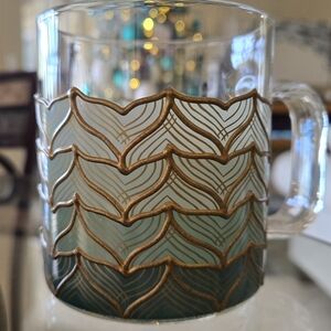 Starbucks Limited Edition Glass with Gold and Green Accents